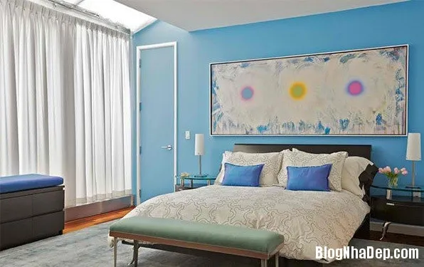 Phòng ngủ bình yên và tao nhã với sắc xanh blue